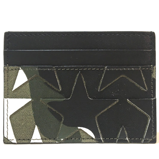 Valentino Garavani MY2P0448GAC Camo Stars Camouflage Card Case, Unisex, Canvas/Leather, Army Green