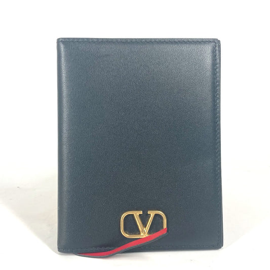 Valentino Garavani V Logo Passport Cover Stationery Passport Case Leather Unisex Black