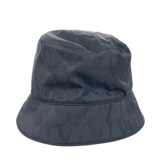 VALENTINO logo all-over print hat, bucket hat, bob hat, nylon, unisex, black