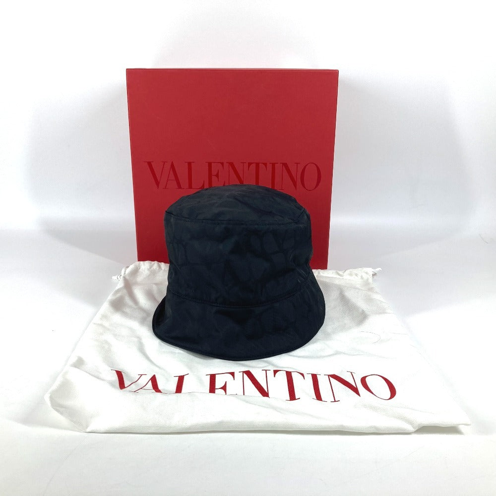 VALENTINO logo all-over print hat, bucket hat, bob hat, nylon, unisex, black