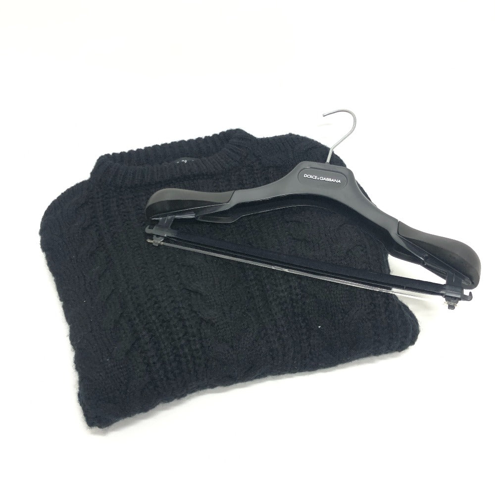 DOLCE & GABBANA Women's Black Cable Knit Patent Leather Long Sleeve Sweater