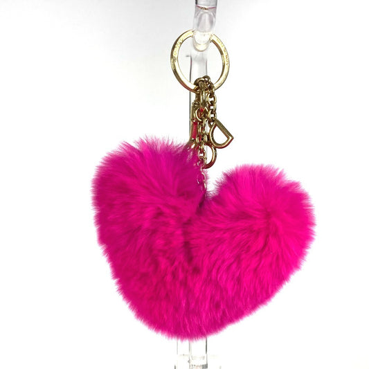 DOLCE&GABBANA Heart Bag Charm Keychain with Fur, Women's, Pink