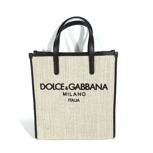 DOLCE&GABBANA BM2259 Shopping Bag, 2-Way Shoulder Bag, Crossbody Bag, Tote Bag, Canvas/Leather, Unisex, Brown