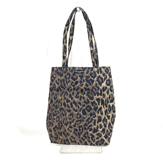 DOLCE&GABBANA กระเป๋าช้อปปิ้งลายเสือดาว (Leopard) กระเป๋าสะพายข้าง กระเป๋าสะพายไหล่ กระเป๋าถือผ้าไนลอน สำหรับสุภาพสตรี สีน้ำตาล