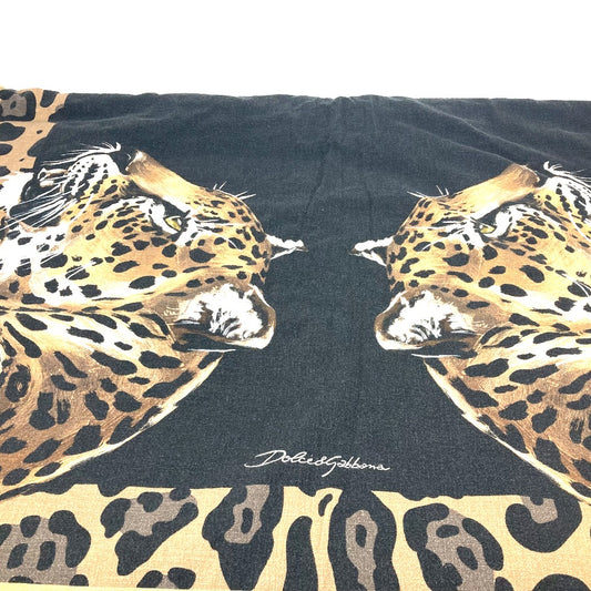 DOLCE&GABBANA ブランケット レオパード 特大 豹 ヒョウ ビーチタオル インテリア 毛布 フリンジ タオル コットン ユニセックス ブラック - brandshop-reference