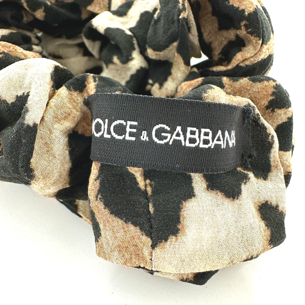 DOLCE&GABBANA Leopard Print Hair Scrunchie Nylon Hair Tie, Brown, Women's