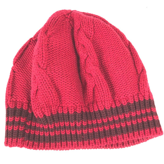 LOUIS VUITTON Striped Beanie Hat, Knit Cap, Wool Knit Hat, Women's, Red