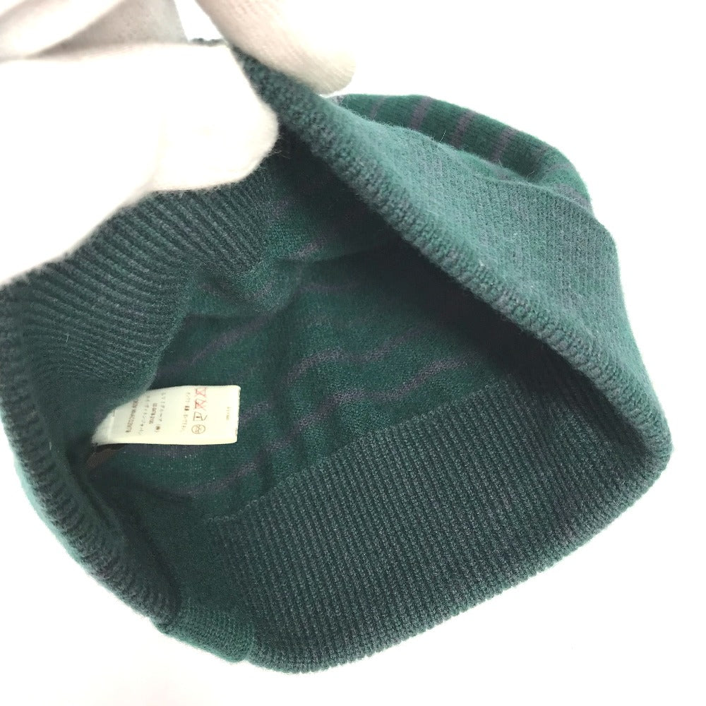 LOUIS VUITTON LV logo striped beanie hat, knit cap, wool knit hat, women's, green