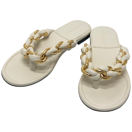 BOTTEGA VENETA Chain Thong Sandals Shoes Flat Sandals Leather Women's White