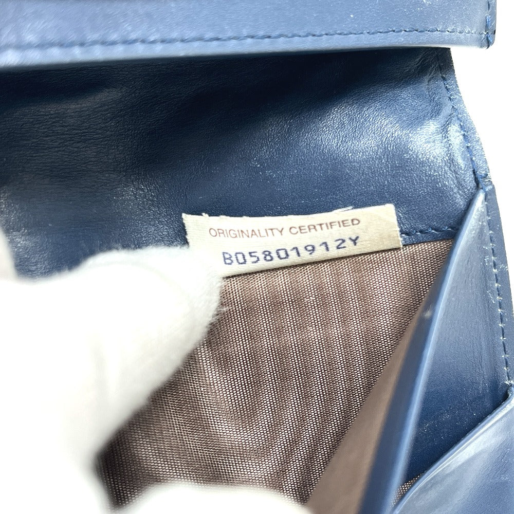 BOTTEGA VENETA 156819 กระเป๋าสตางค์ Intrecciato กระเป๋าสตางค์แบบยาว กระเป๋าสตางค์แบบพับสองทบ หนัง สำหรับผู้ชาย สีน้ำเงิน