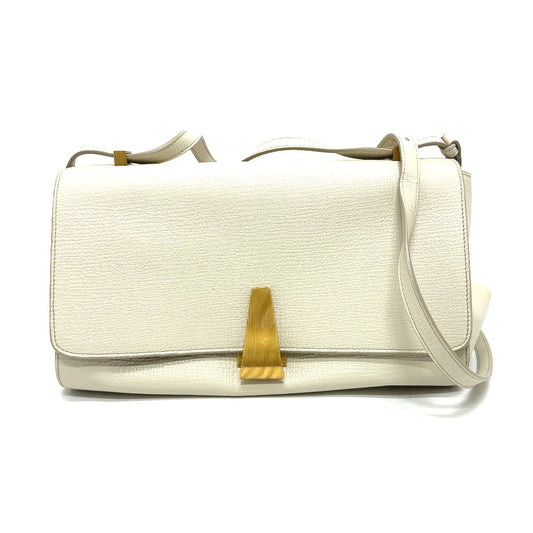 BOTTEGA VENETA 410721 Palmellato Angle Shoulder Bag, Leather, Ivory and White