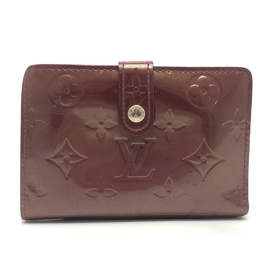 LOUIS VUITTON M91524 Portefeuille Viennois Clasp Bi-fold Wallet Monogram Vernis Women's Rouge Fauvist Wine Red