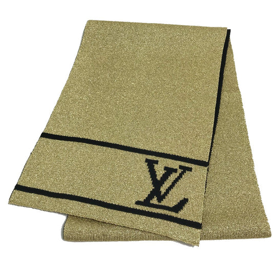 LOUIS VUITTON M76167 Echarpe Glitter Wool Scarf for Women, Gold and Black