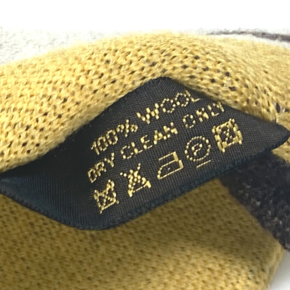 LOUIS VUITTON ボーダー スカーフ ロゴ マフラー ウール レディース ベージュ×ブラウン