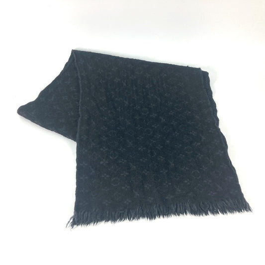 LOUIS VUITTON M70520 Monogram Echarpe Classic Fringe Wool Scarf Men's Noir Black