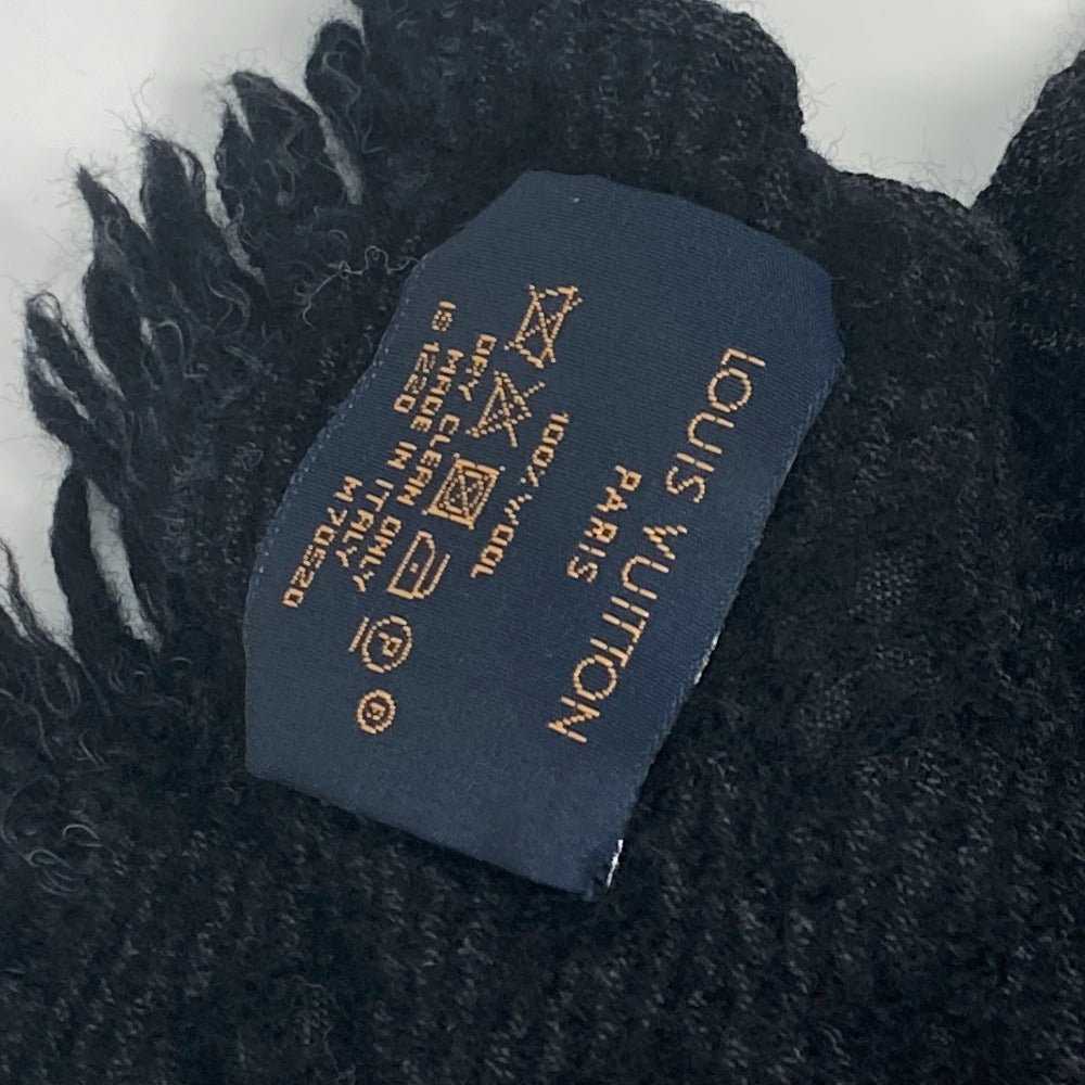 LOUIS VUITTON M70520 Monogram Echarpe Classic Fringe Wool Scarf Men's Noir Black