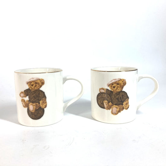 LOUIS VUITTON テディベア モチーフ クマ シュタイフ Steiff モノグラム ペア 2客 セット 食器 コップ マグカップ 陶器 レディース ホワイト