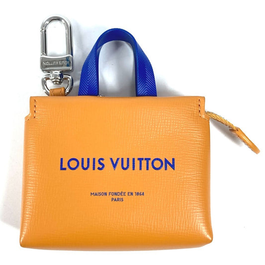 LOUIS VUITTON M02699 LV Logo Bag Charm - LV Mini Shopper Wallet, Coin Purse, Pouch, Keychain, Leather, Unisex, Orange