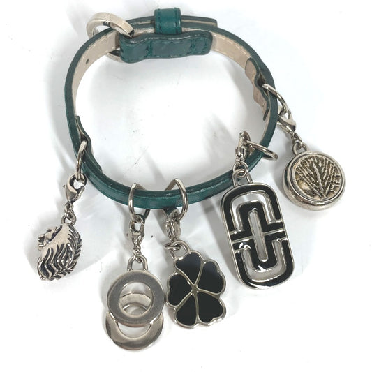 BVLGARI BVLGARI Logo 5 Icon Charm Bangle Bracelet Leather Men's Green