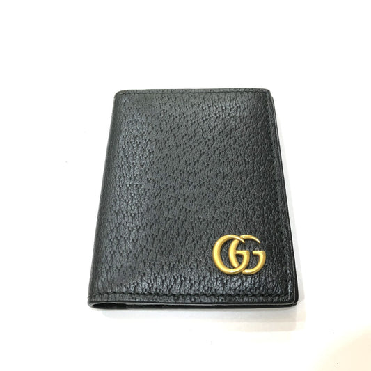 GUCCI 428737 GG Marmont IC Case, Business Card Case, Leather, Women's, Black