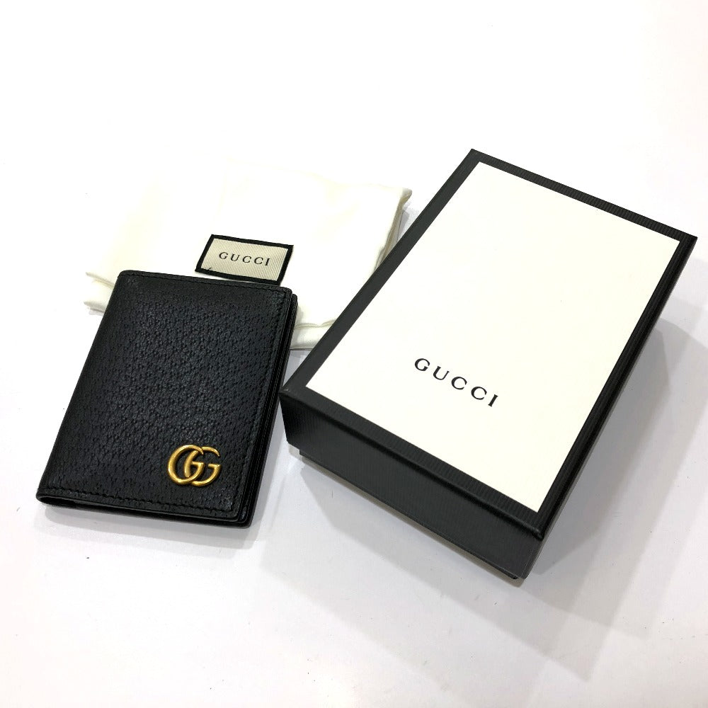 GUCCI 428737 GG Marmont IC Case, Business Card Case, Leather, Women's, Black