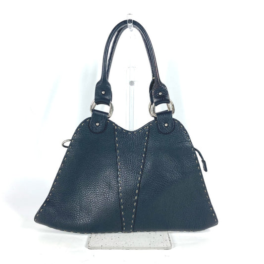 FENDI 8BR264 Selleria Handbag Leather Women's Black