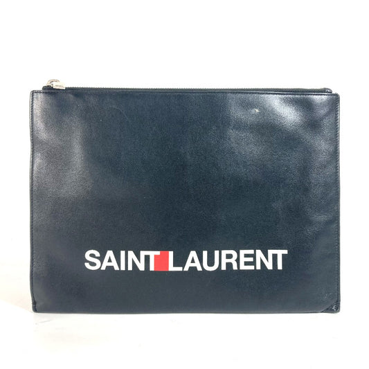 SAINT LAURENT PARIS 397294 Logo Second Bag Pouch Bag Clutch Bag Leather Men's Black