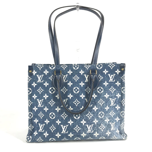 LOUIS VUITTON M59608 モノグラムデニム ジャガード オンザゴー MM 2WAYバッグ カバン トートバッグ ショルダーバッグ モノグラムデニムキャンバス レディース マリーヌ ブルー