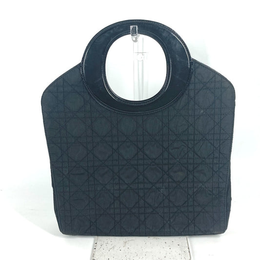 Dior Vintage Cannage Quilted Handbag in Leather/Nylon, Black