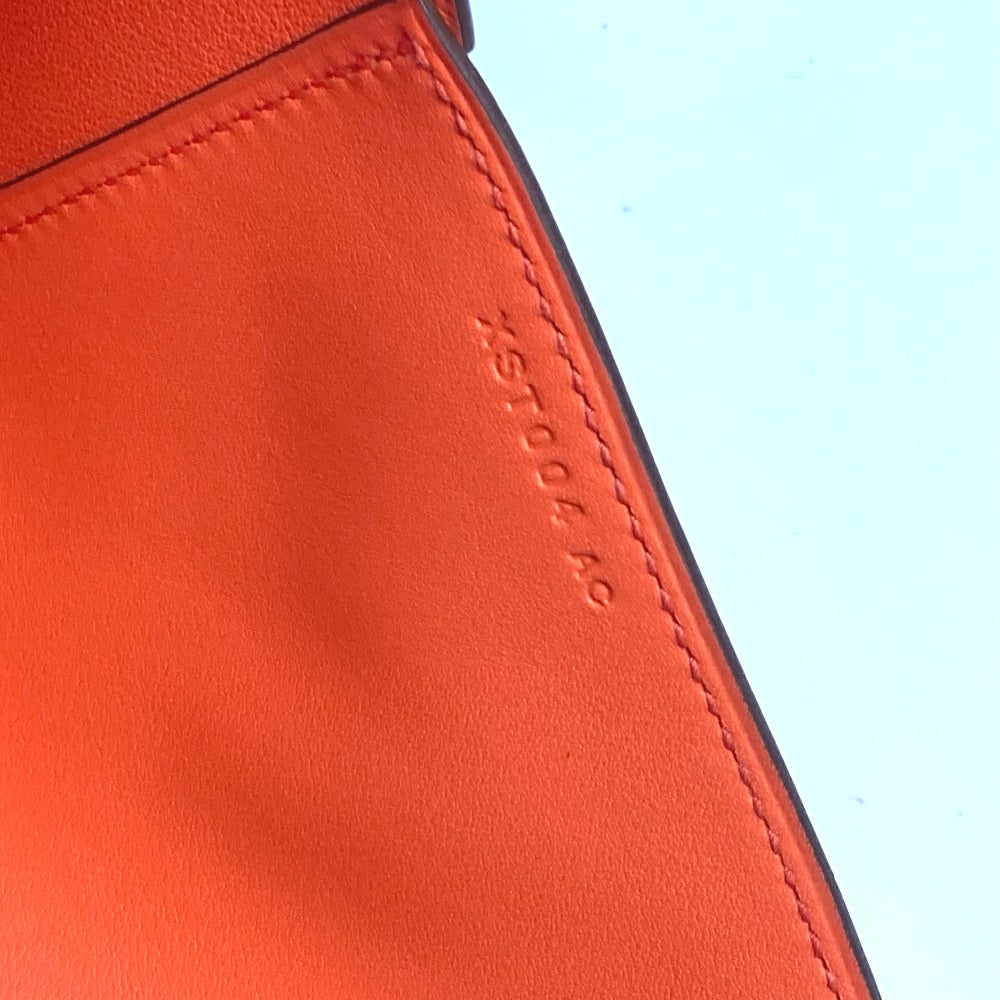 HERMES Flap Pouch, Pripla, Bifold Clutch Bag, Swift, Unisex, Orange