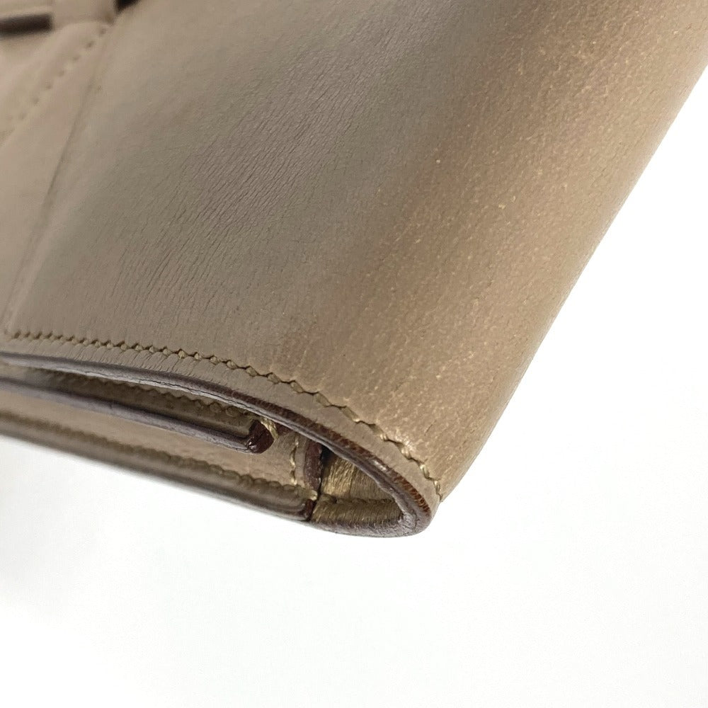 HERMES Vintage Flap Belt Bag Pouch Clutch Bag Leather Unisex Beige