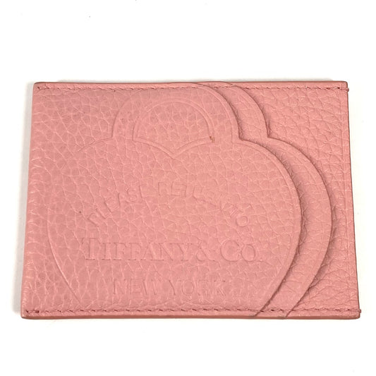 TIFFANY & Co. Heart Logo Return to Tiffany Business Card Holder, Pass Case, Heart Card Case, Leather, Women's, Pink