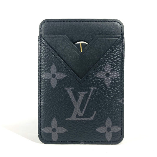 LOUIS VUITTON M12602 Monogram Eclipse Porte Carte Magnet Pass Case/Card Case in Monogram Eclipse Canvas, Unisex, Black