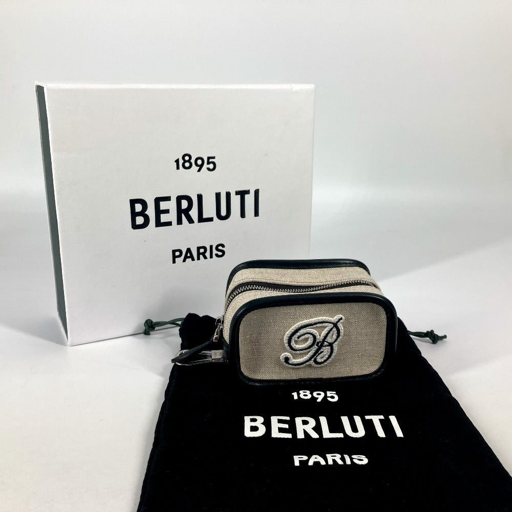 Berluti ゴルフ Bロゴ ゴルフボール ポーチ キーリング付き ポーチ レザー/キャンバス ユニセックス ベージュ - brandshop-reference