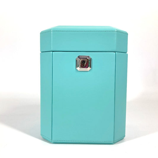 TIFFANY & Co. 73476933 Tiffany Facet Jewelry Box (Tall) Accessory Case Box Jewelry Box Small Item Storage Leather Women's Blue