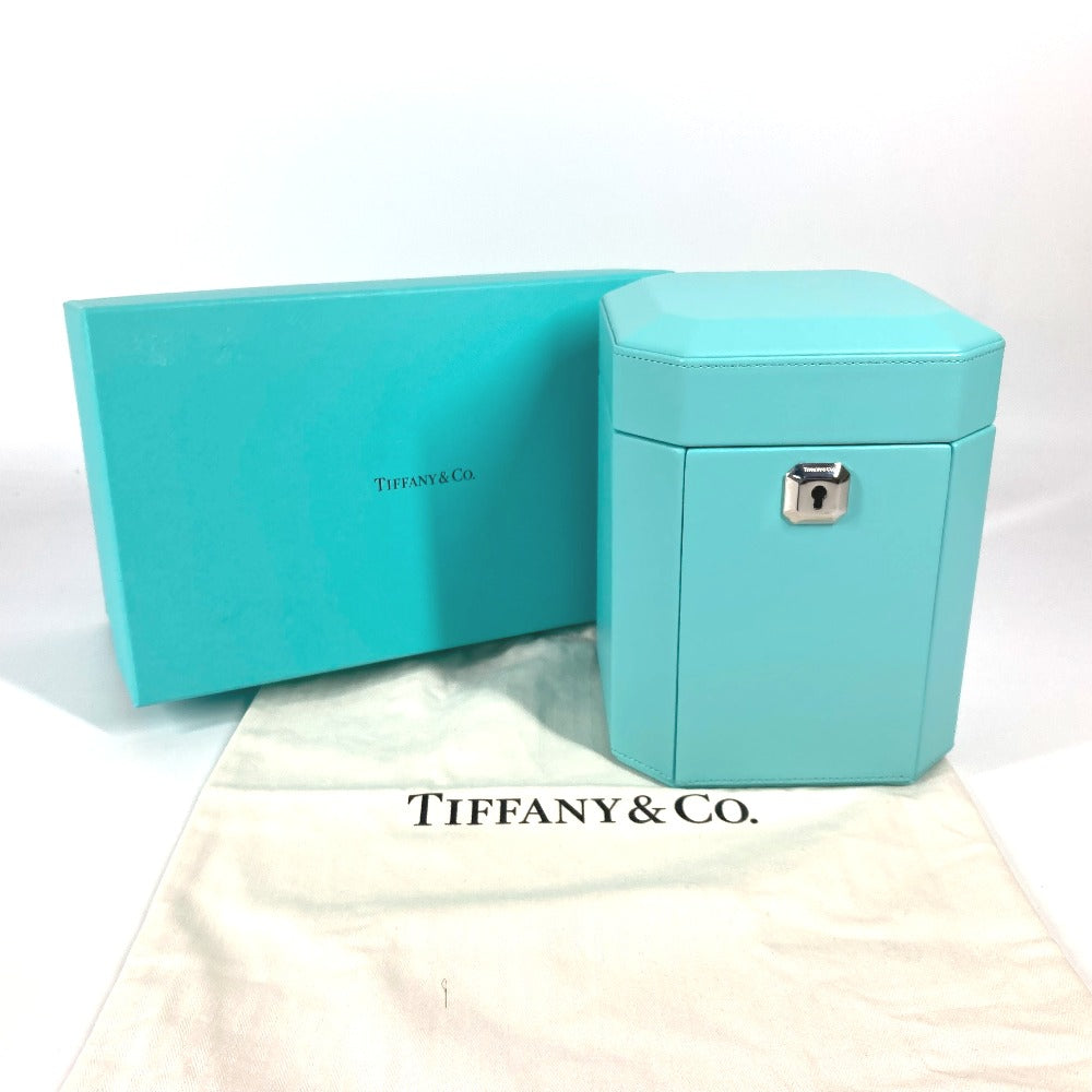TIFFANY & Co. 73476933 Tiffany Facet Jewelry Box (Tall) Accessory Case Box Jewelry Box Small Item Storage Leather Women's Blue