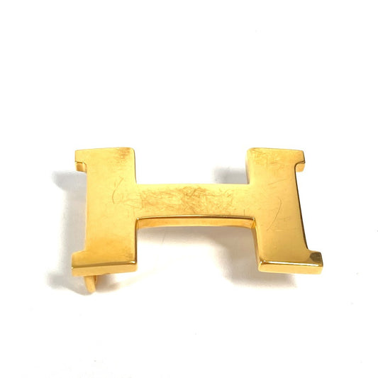 HERMES H logo buckle only belt metal unisex gold