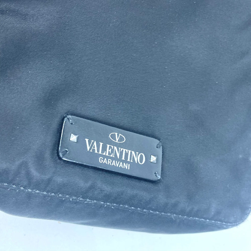 VALENTINO Logo Studs Crossbody Pochette Shoulder Bag Nylon Unisex Black