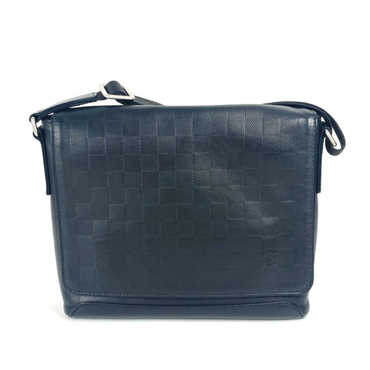 LOUIS VUITTON N41033 ダミエアンフィニ ディストリクトPM カバン フラップ 斜め掛け ショルダーバッグ ダミエアンフィニレザー ユニセックス ブラック