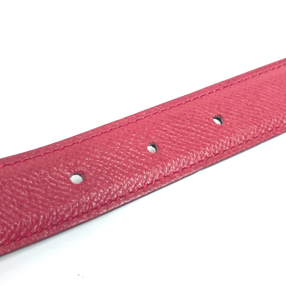 HERMES H Belt Constance Mini Thin Belt with Buckle, Women's Leather Pants Belt, Red and Navy