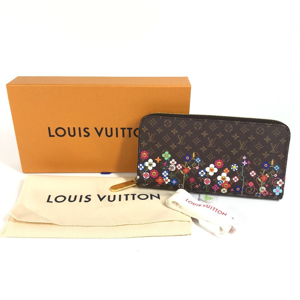 LOUIS VUITTON M14162 日本限定 LV × TM ジッピー・ウォレット モノグラム 村上隆 ラウンドファスナー 長財布 モノグラムキャンバス ユニセックス ブラウン