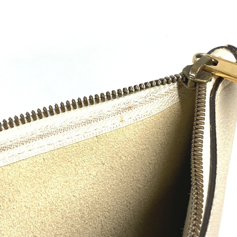 GUCCI 500984 Logo Bag Pouch Clutch Bag Leather Unisex White