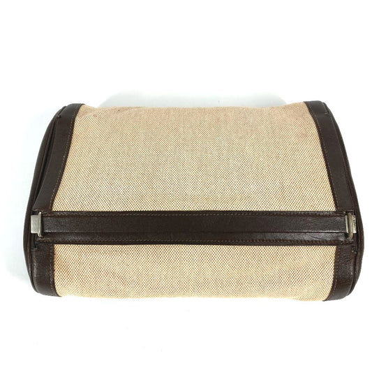 HERMES Equi Pouch Flap Bag Second Bag Clutch Bag Leather/Canvas Unisex Beige