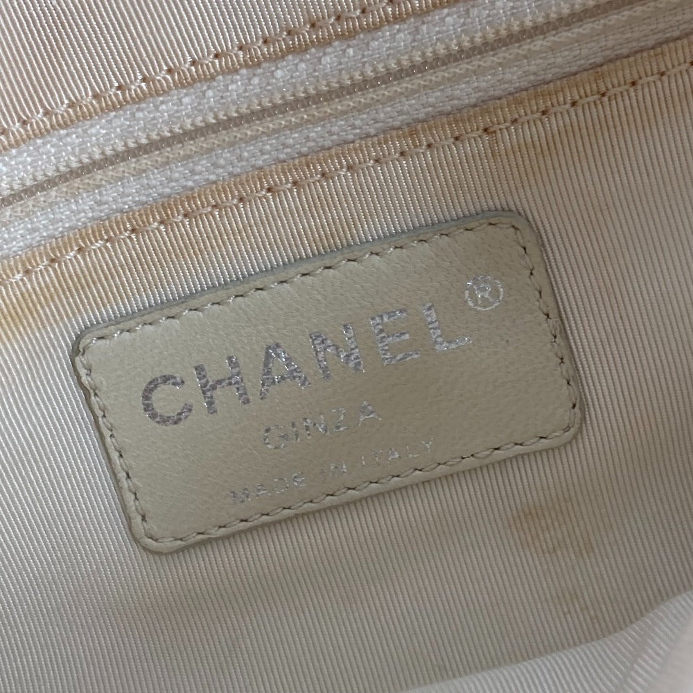 CHANEL Ephemer Japan Limited Ginza Limited Logo CC Here Mark Logo W Chain Bag Vertical Shoulder Bag Leather/Canvas Women's White