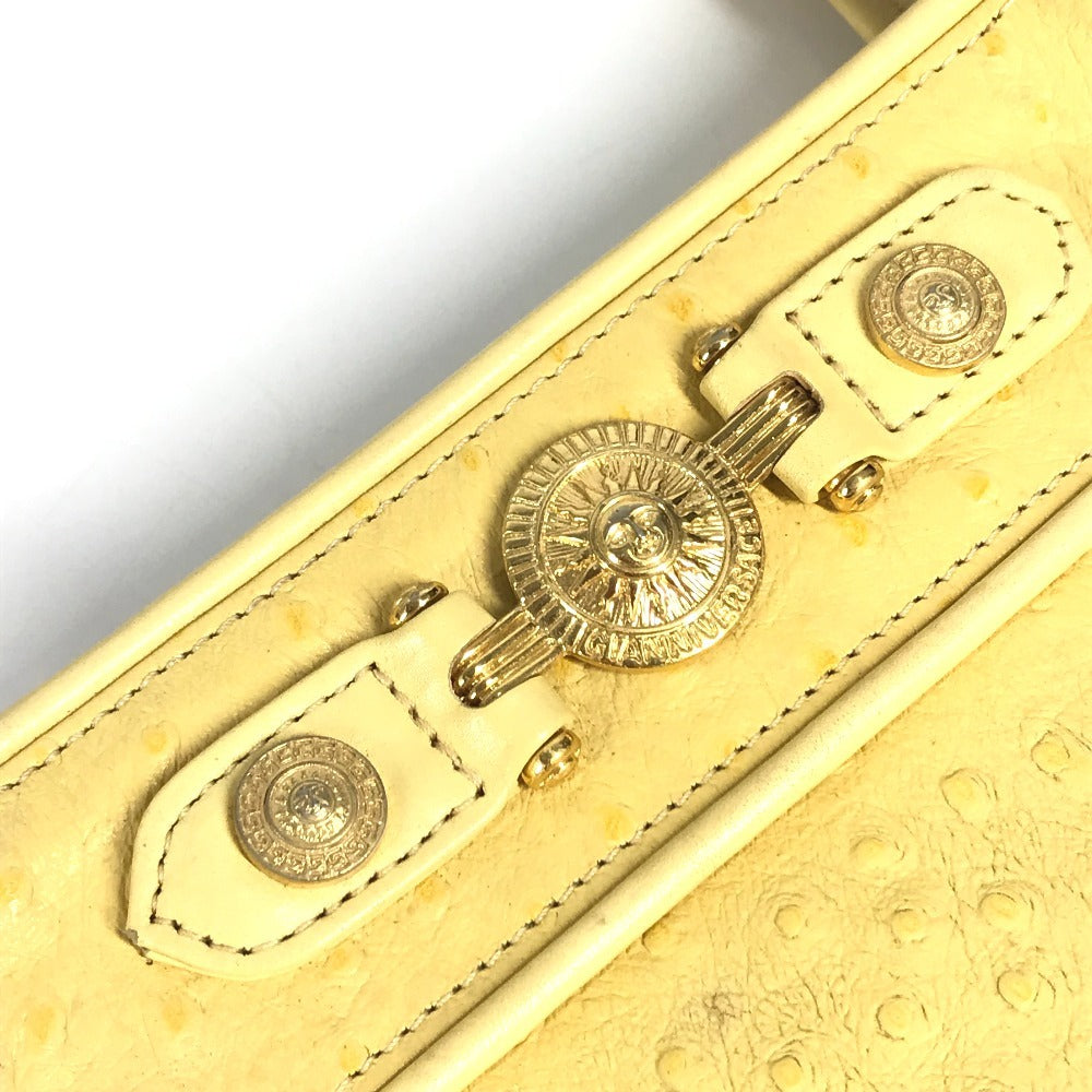 Versace Vintage Sunburst Logo Bag Tote Bag Bahu Beg Embossed Yellow Wanita