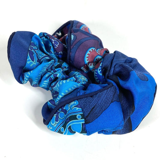 Hermes Claudia Rambut Aksesori Rambut Tie Scrunchie Silk Ladies Blue
