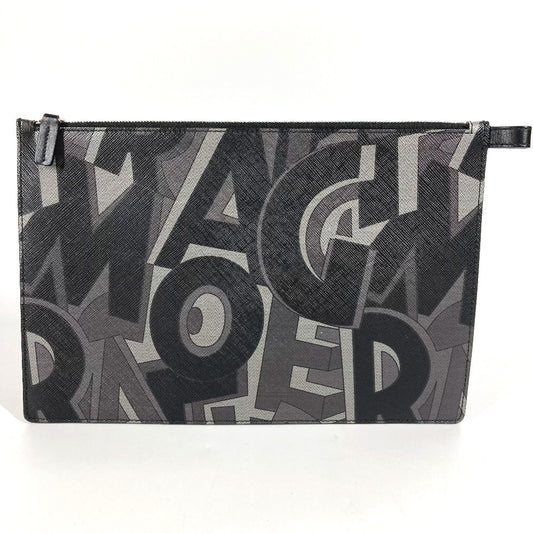 Salvatore Ferragamo all-over logo pouch/clutch bag in black leather for men
