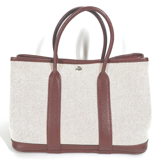 HERMES Garden Party TPM Tote Bag/Handbag in Toile H, Wine Red, for Women