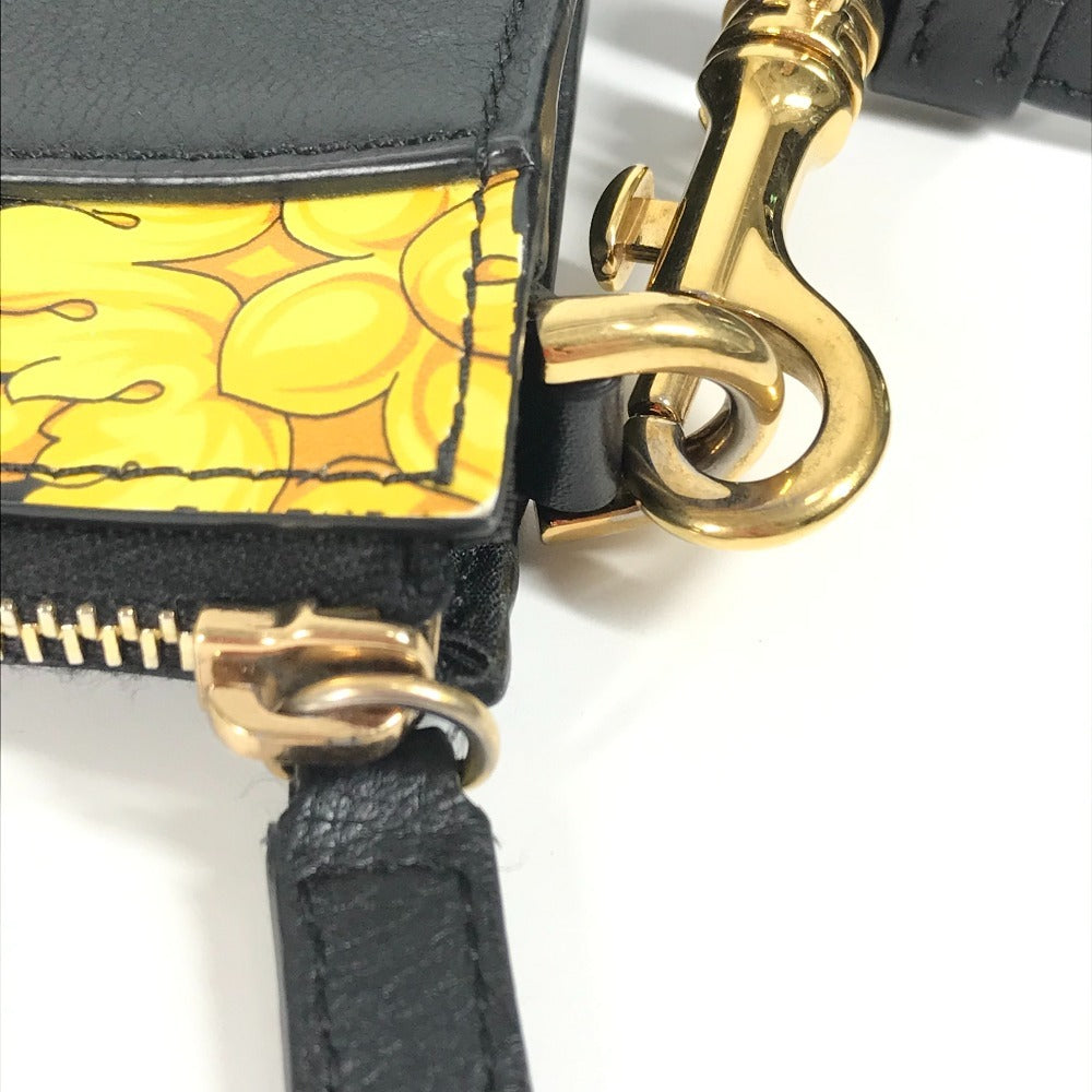 VERSACE ストラップ付 ロゴ カバン セカンドバッグ クラッチバッグ レザー ユニセックス ブラック