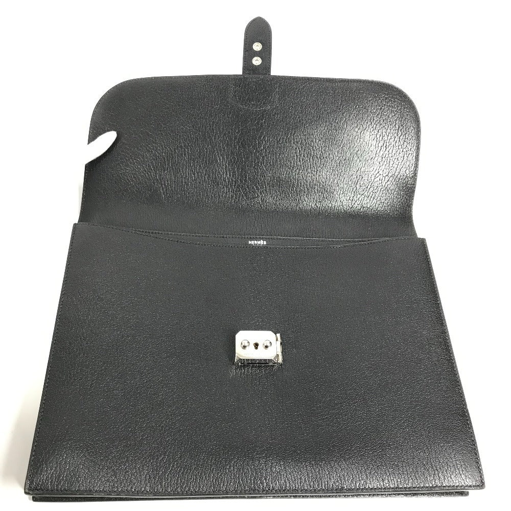 HERMES Sac A Depeche Pouch, Clutch Bag, Leather, Unisex, Black